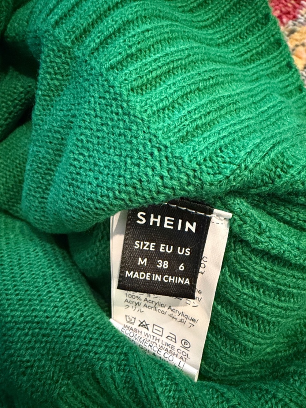 SHEIN Green Leopard Sleeve Crewneck Sweater Size M - Picture 2 of 3
